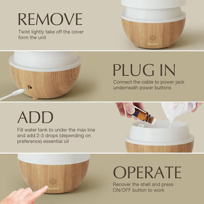 Aroma Mist Diffuser (white & wood grain)